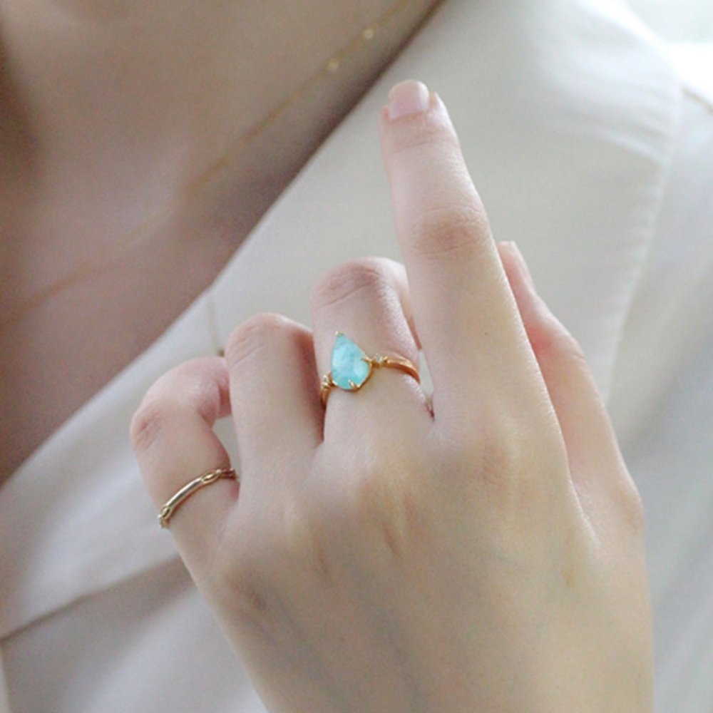Bague Vintage en Cristal d'Amazonite