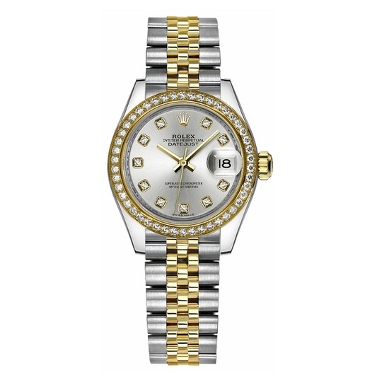Rlx Lady-Datejust 28 Silver Diamond Watch 279383RBR-0007