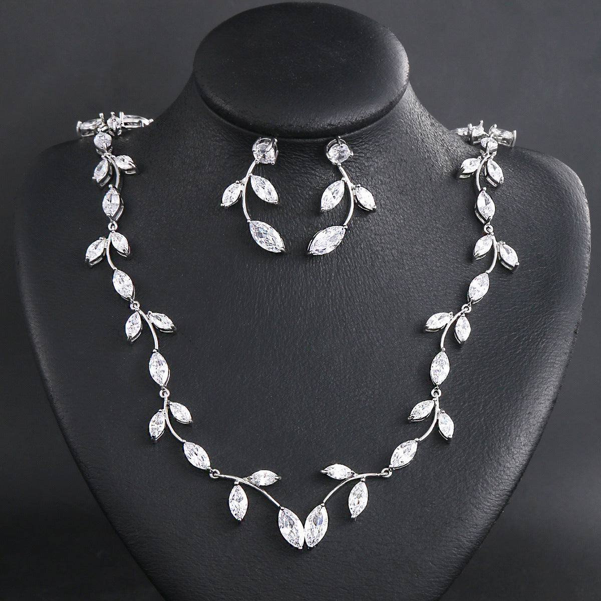 Leaf earrings and necklace set--bridal accessories