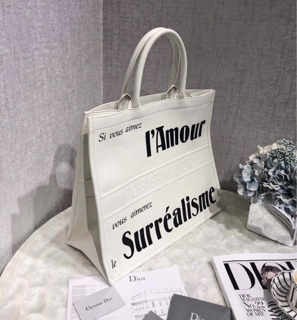 D Book Tote Bag  Surrealism Printed Calfskin