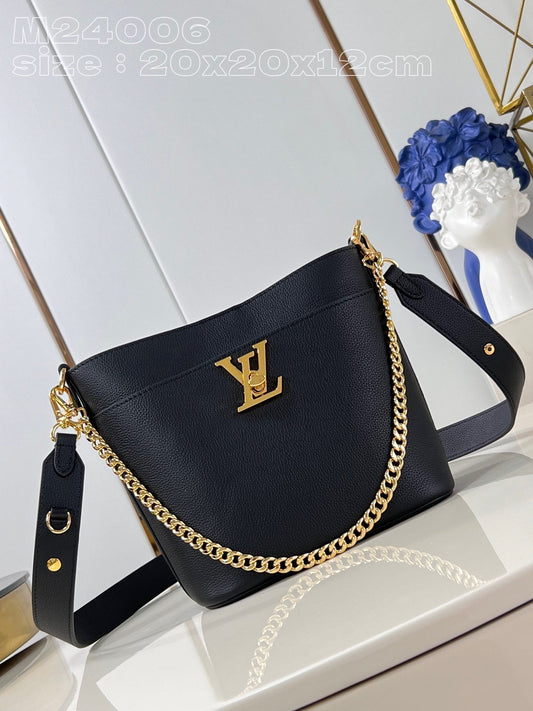 Louis Vuitton Lock and Walk Shoulder Bag Black M24006, 20 x 20.5 x 12