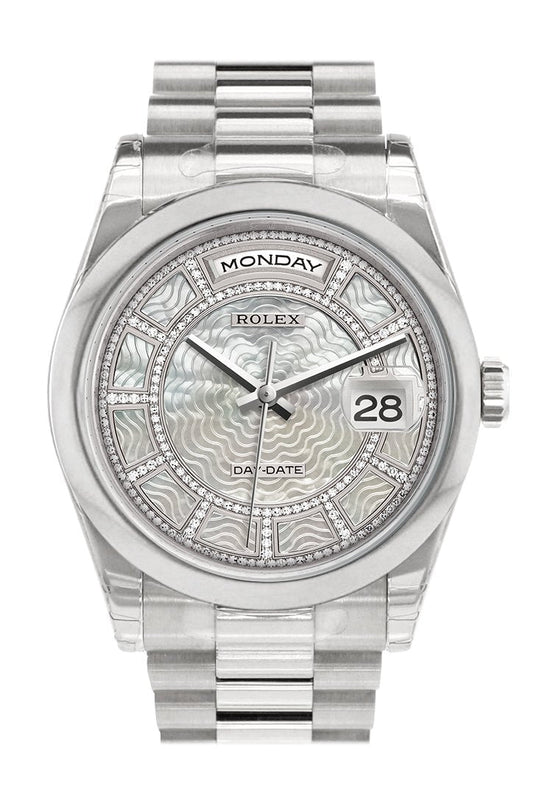RLX Day Date 36 Carousel of white mother of pearl Dial President Men's Watch 118206