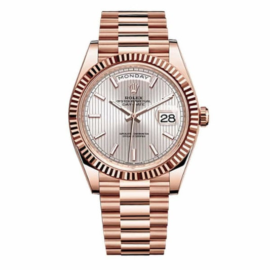 Rlx Day-Date 40 Presidential Sundust Stripe Dial 18K Everose Gold Automatic Men's Watch