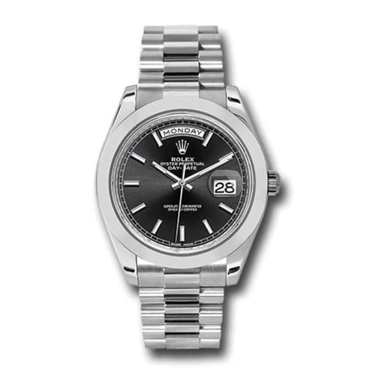 RLX Day-Date 40 Presidential Black dial, Smooth Bezel, President bracelet, Watch 228206-0031