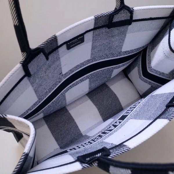 D Book Tote Bag  Checkered Canvas
