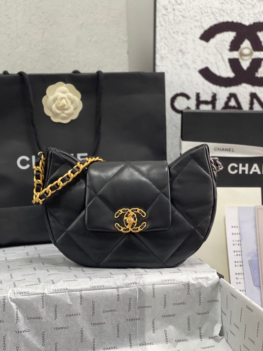Chanel 19 Hobo Bag Black Quilted Lambskin AS4638