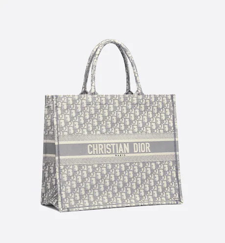 LARGE D BOOK TOTE Gray D Oblique Embroidery (42 x 35 x 18.5 cm)