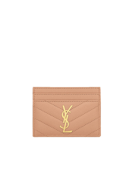 Y Cassandre Y Matelasse Card Case in Grain de Poudre Embossed Leather