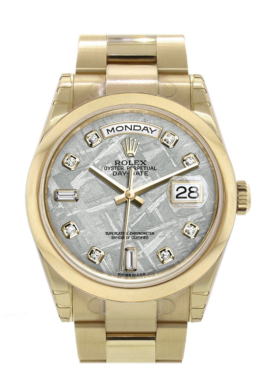 RLX Day-Date 36 Meteorite Diamonds Dial Yellow Gold Watch 118208
