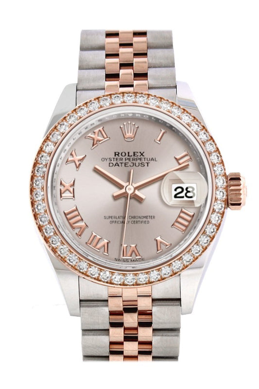Rlx Datejust 28 Sundust Roman Dial Diamond Bezel Rose Gold Jubilee Two Tone Watch 279381RBR 279381