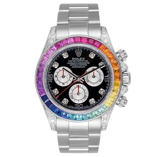 RLX Pre Owned Steel Daytona 116509 Custom Diamond Rainbow