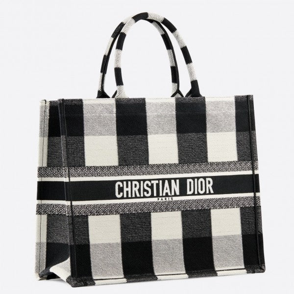 D Book Tote Bag  Checkered Canvas