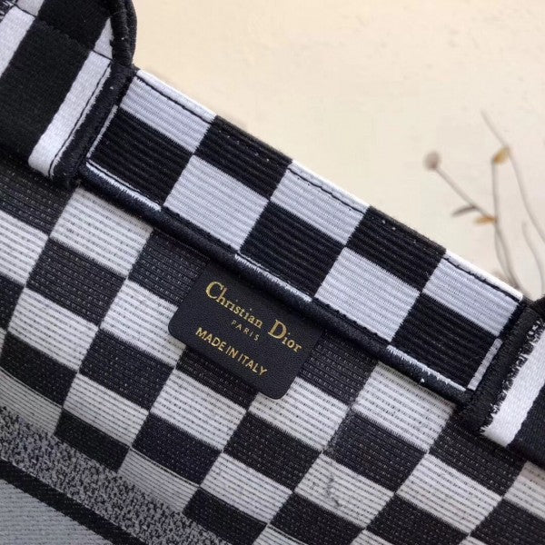 D Book Tote Bag  Checkered Canvas