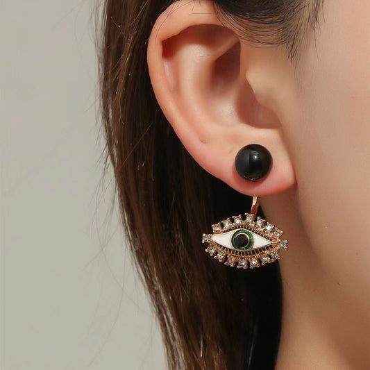 Boucles d'oreilles mauvais œil noir