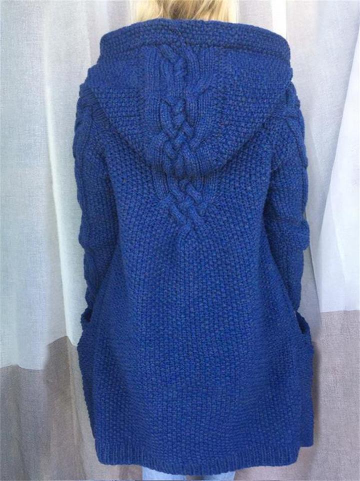 Cardigan long à capuche boutonné chaud pour femmes