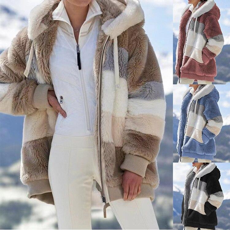 Manteau à capuche en peluche Sandra pour femme