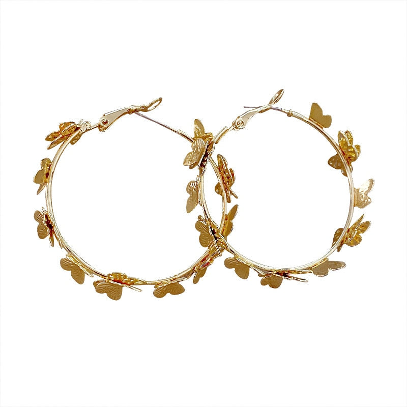 Golden Butterfly Hoop Earrings