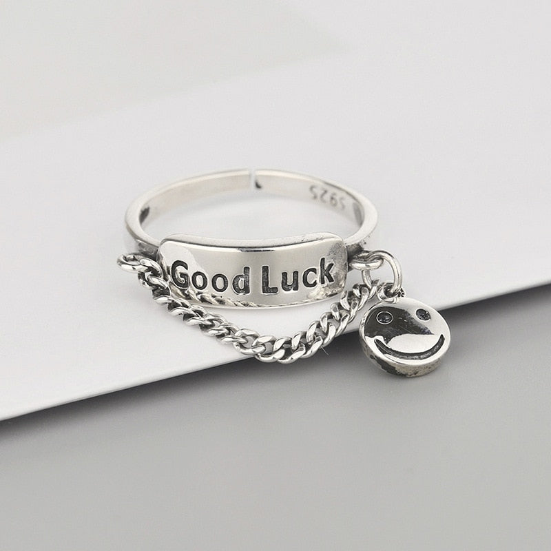 Good Luck Smiley Face Ring