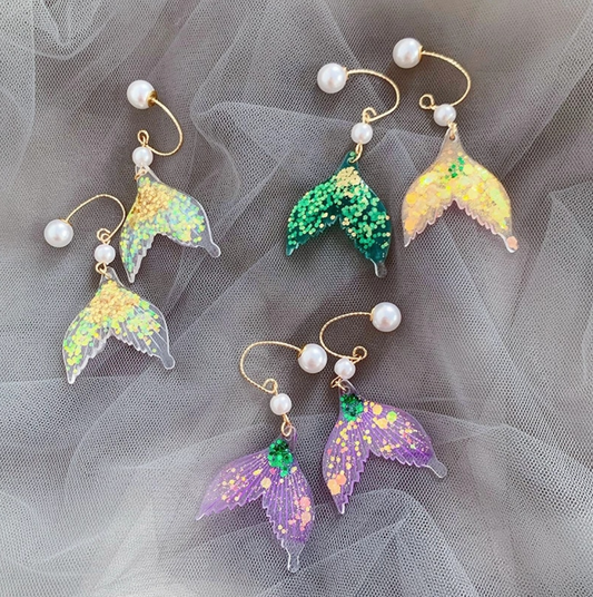 Glitter Mermaid Pearl Earrings