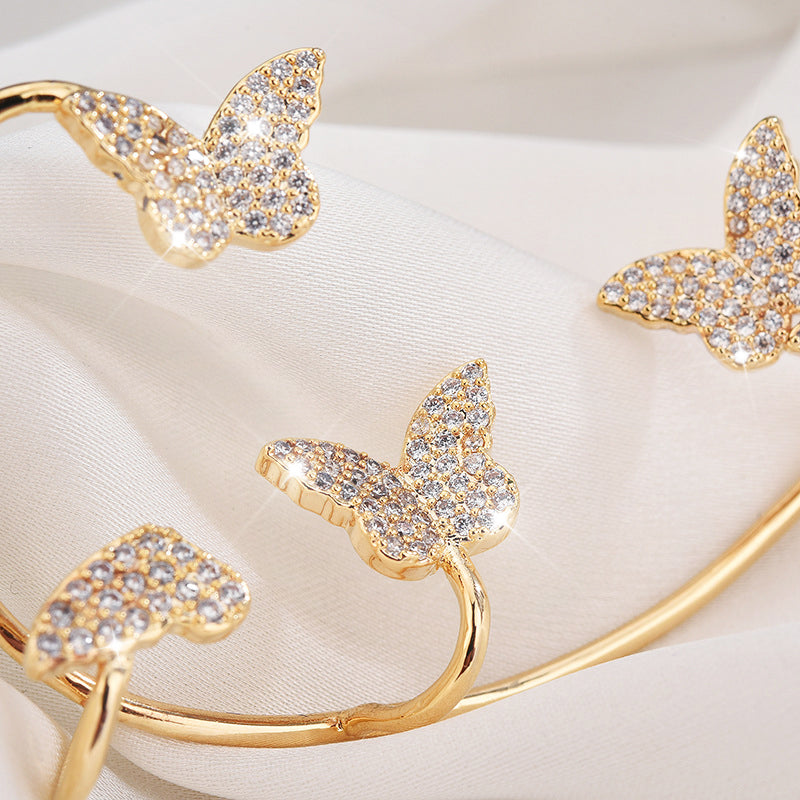 Shiny Zircon Butterfly Ear Clips