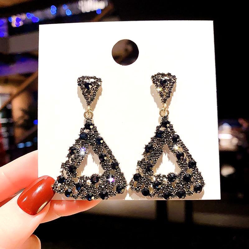 Black Crystal Drop Earrings