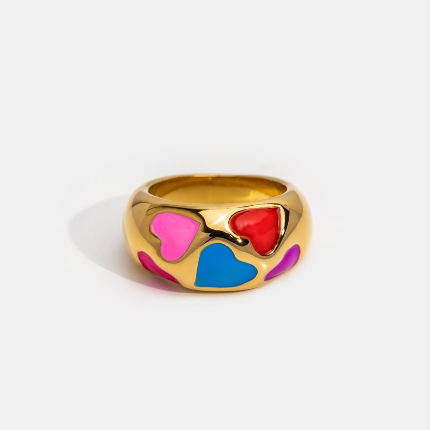 Cancer 'Happy In Love’ Multicolor Heart Ring