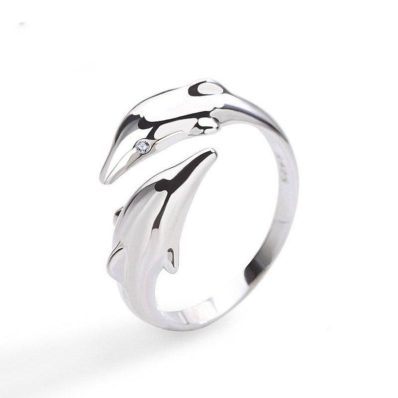 Bague en argent sterling avec dauphin