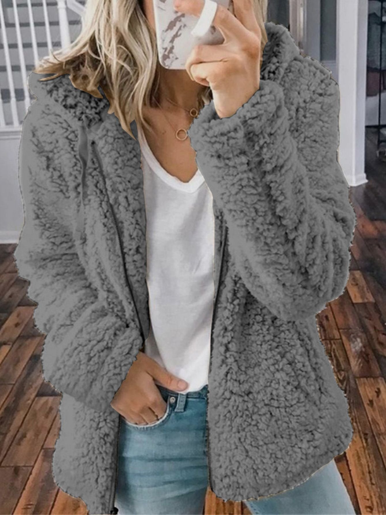 2021 mode fermeture éclair en peluche polaire couleur unie hauts à capuche pulls décontractés manteau