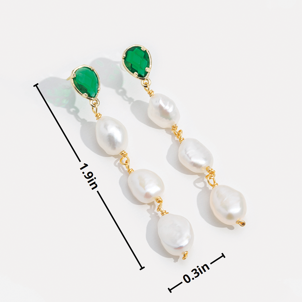 Emerald Pearl Drop Earrings