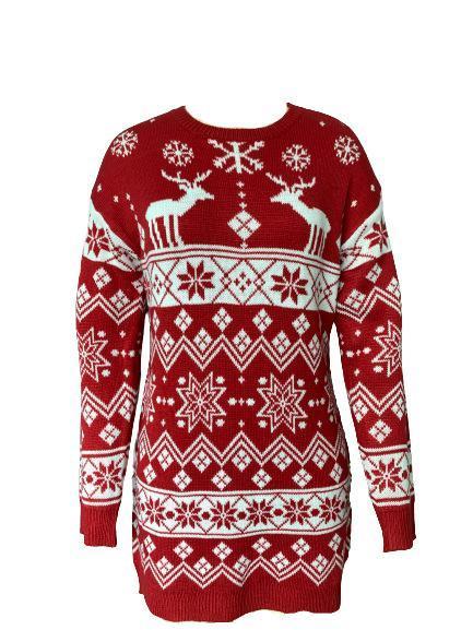 Robe en tricot jacquard Elk Snow Christmas pour femme 