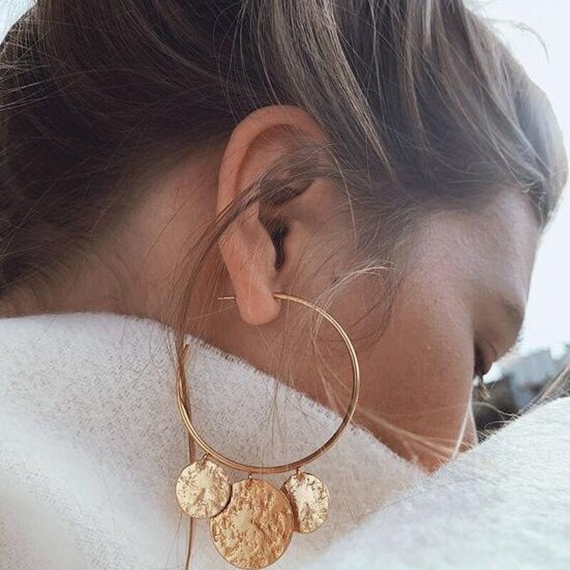 Geometric Gold Statement Earrings