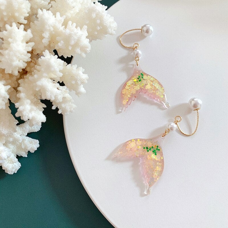 Glitter Mermaid Pearl Earrings