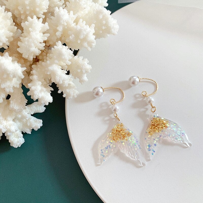 Glitter Mermaid Pearl Earrings