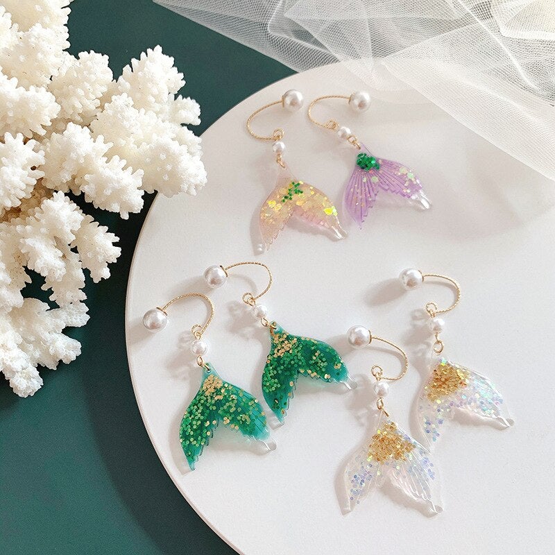 Glitter Mermaid Pearl Earrings