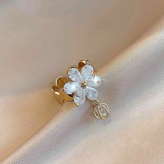 Gold & Crystal Flower Ring