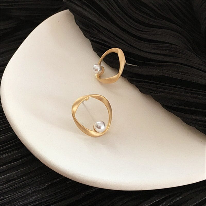 Gold Hoop Pearl Earrings