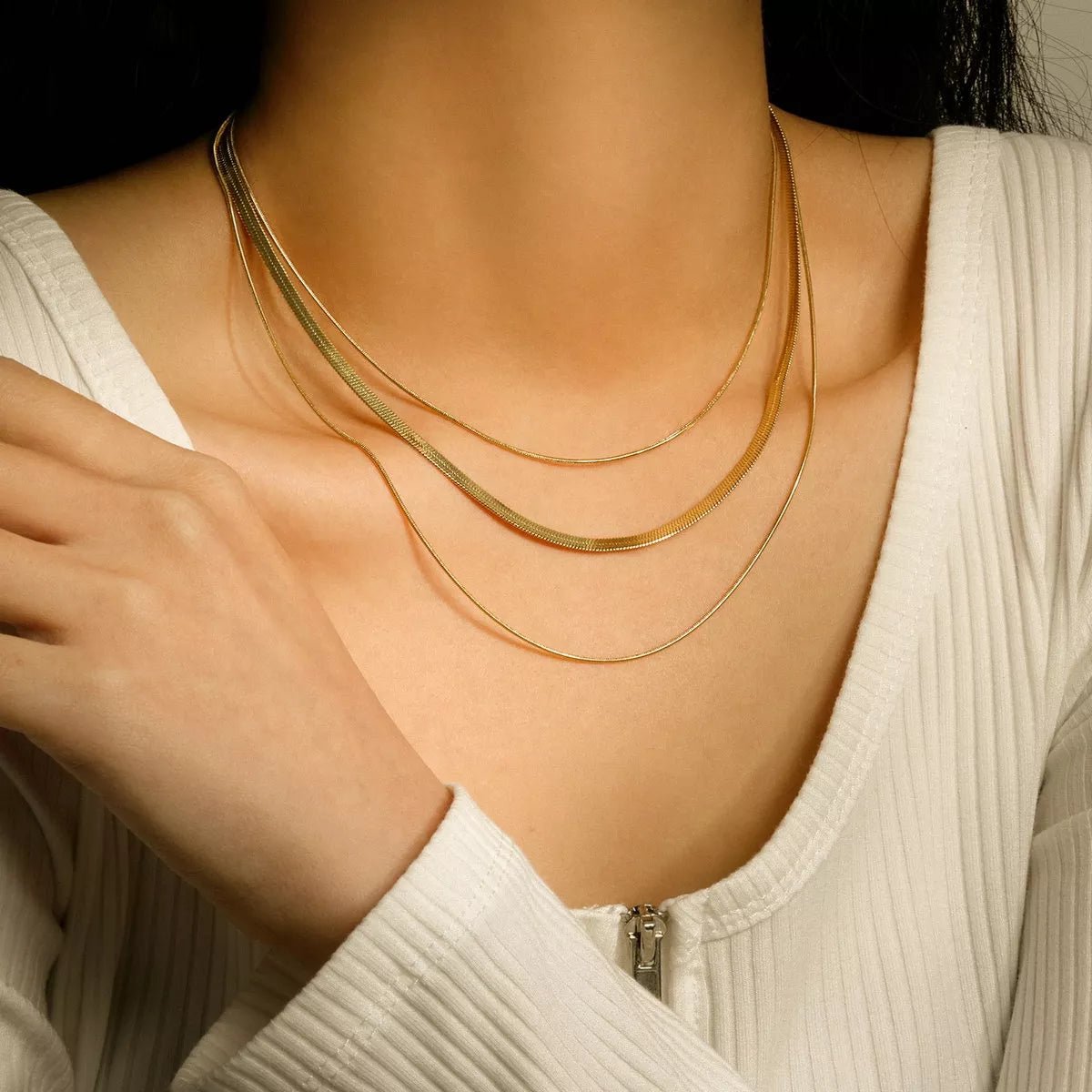 Gold Multi-Layered Chain  Necklace