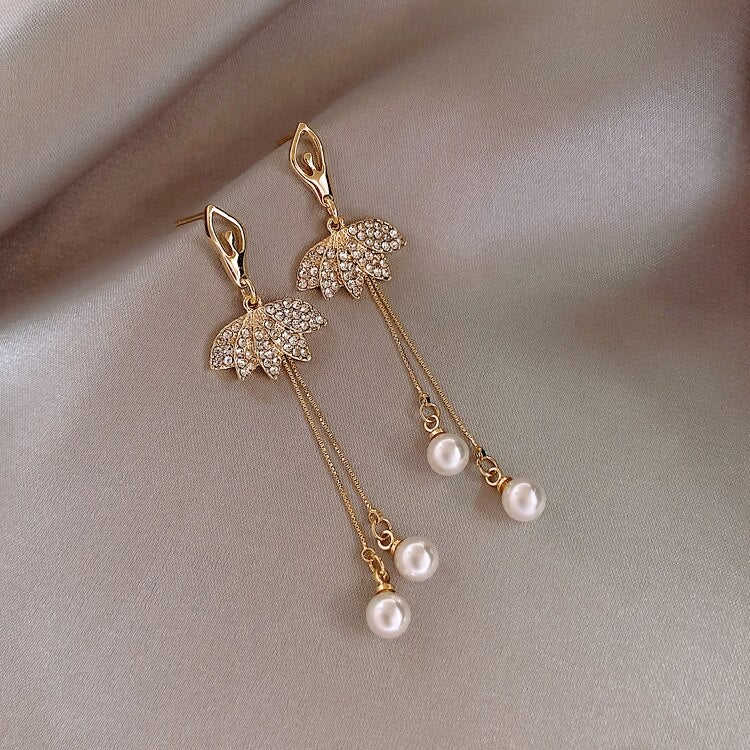 Boucles d'Oreilles Danseuse Or &amp; Perle