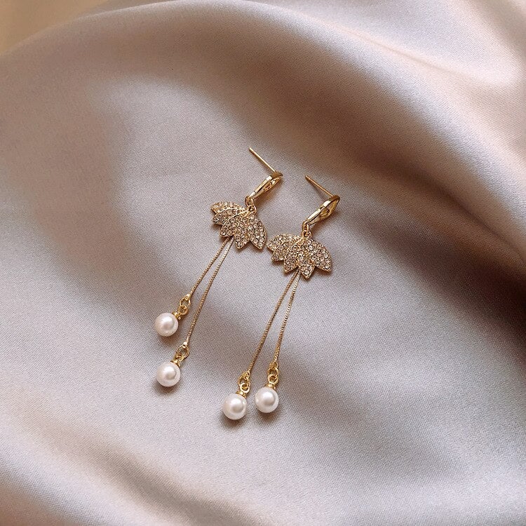 Boucles d'Oreilles Danseuse Or &amp; Perle