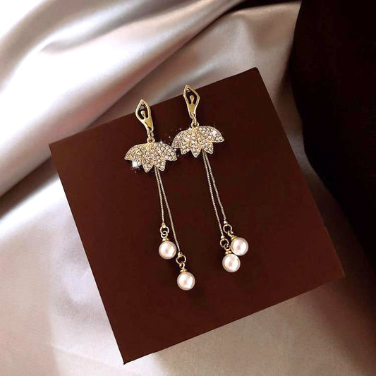 Boucles d'Oreilles Danseuse Or &amp; Perle