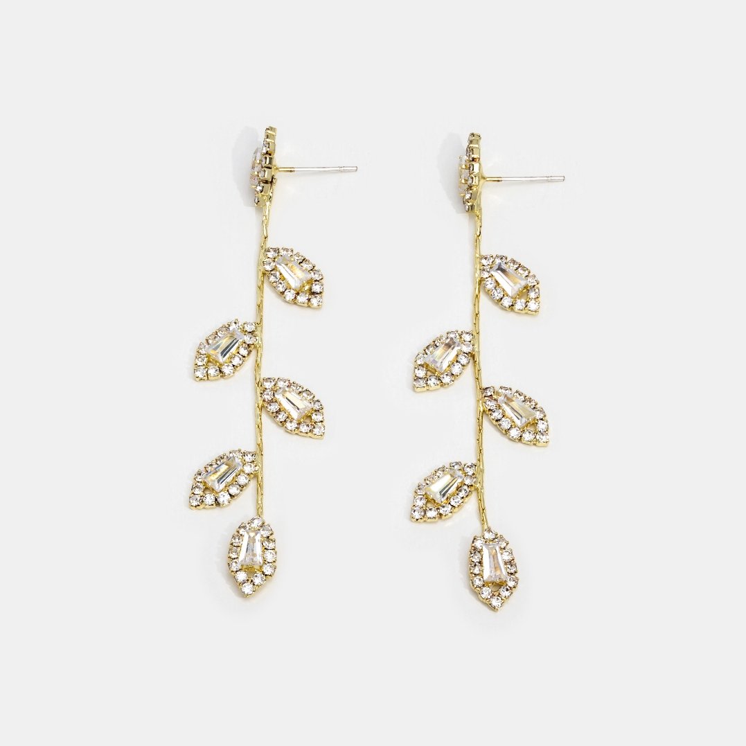 Gold Plated Crystal Vine Earrings