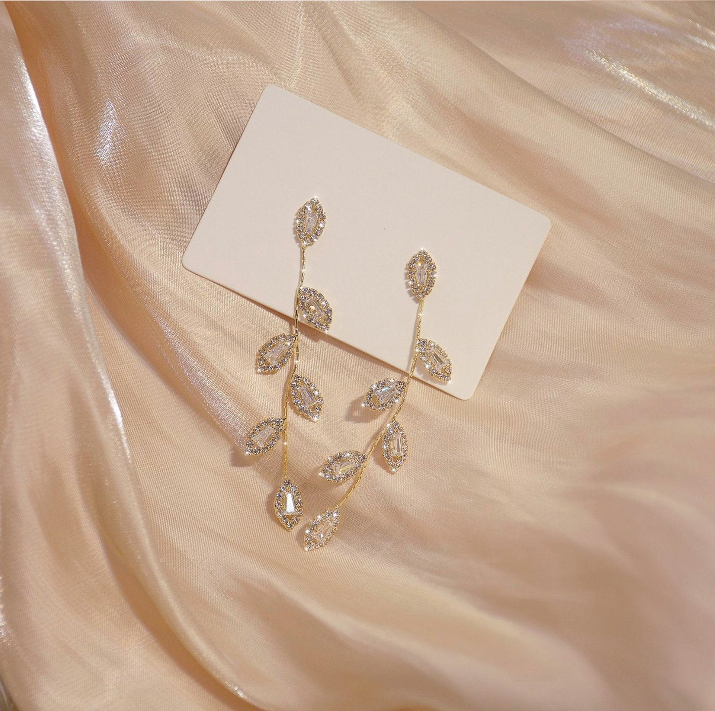 Gold Plated Crystal Vine Earrings