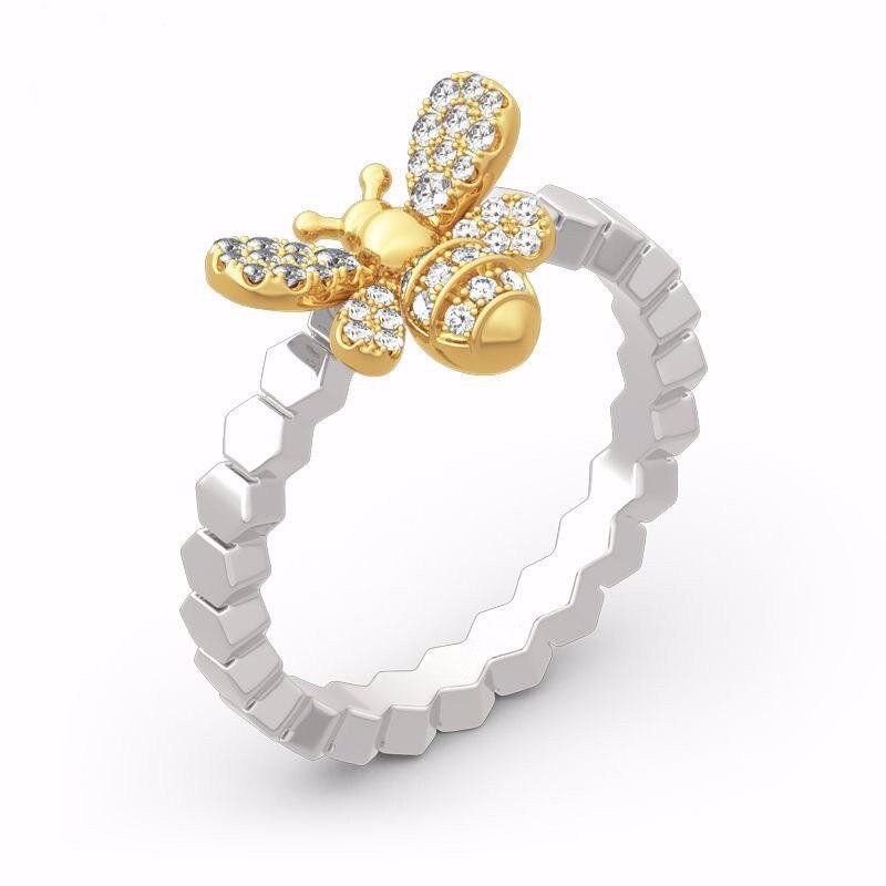 Golden Bee & Honeycomb Ring