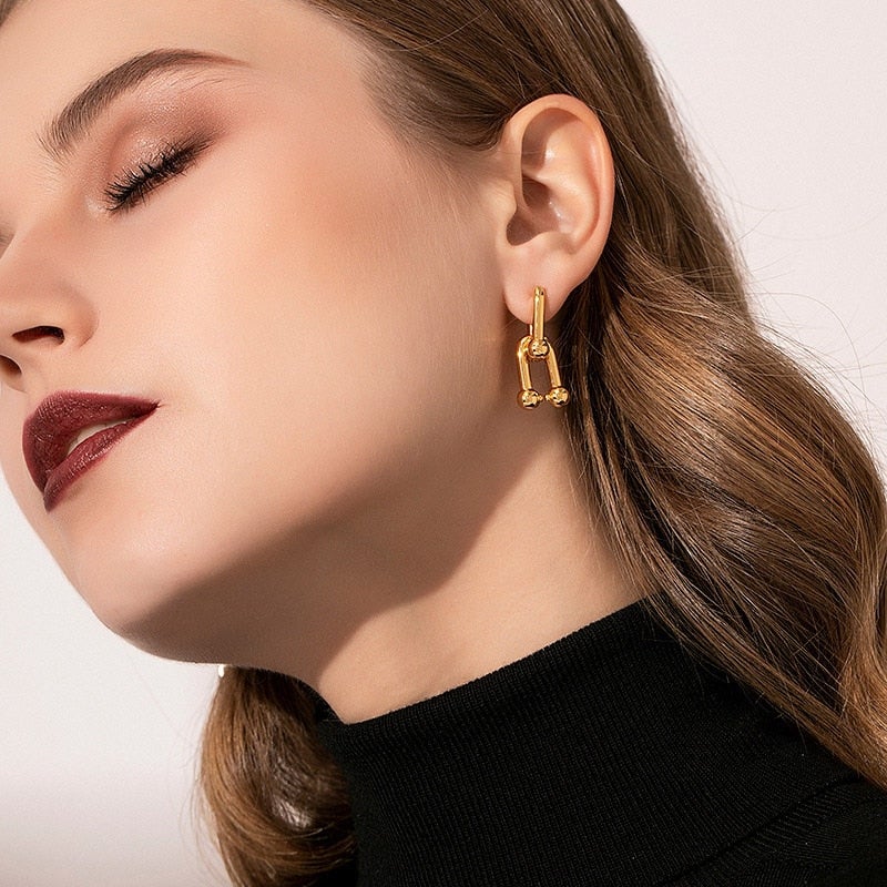 Golden Cindy Link Earrings