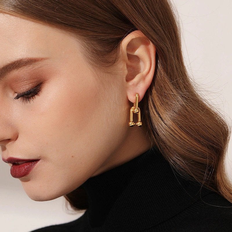 Golden Cindy Link Earrings