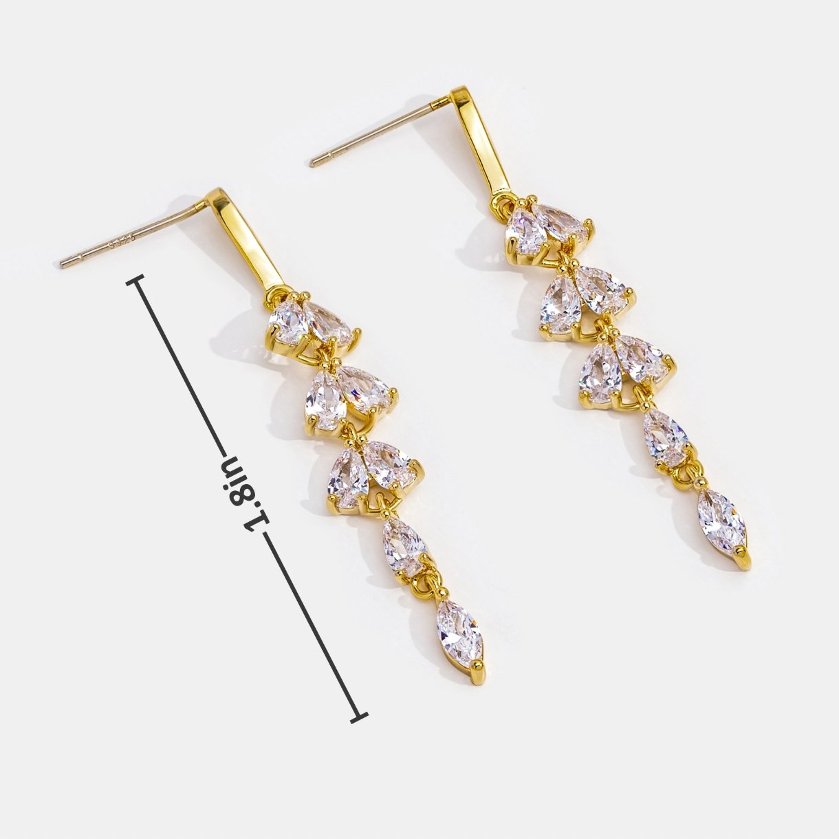 Golden Crystal Leaf Vine Earrings