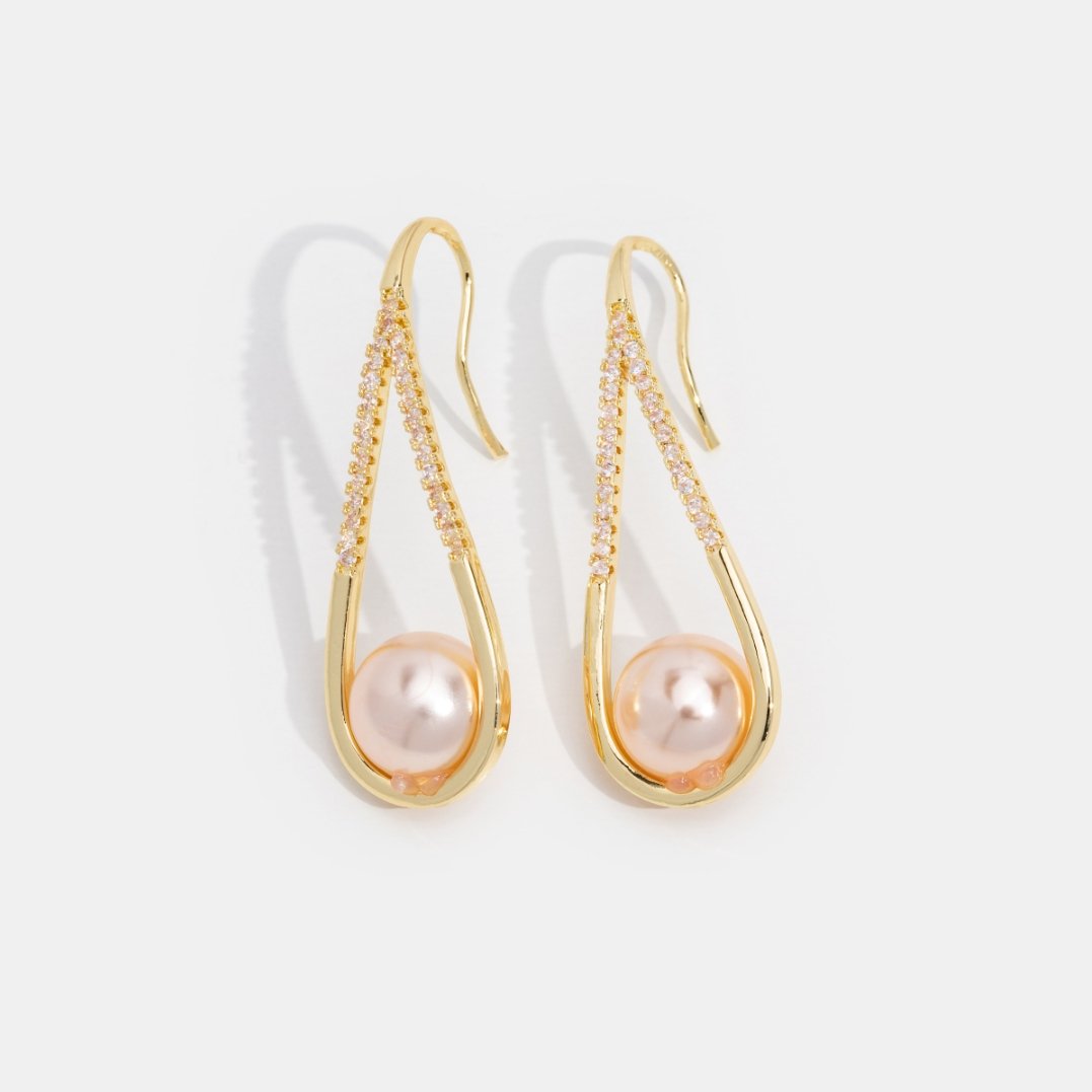 Golden Pearl Drop Earrings