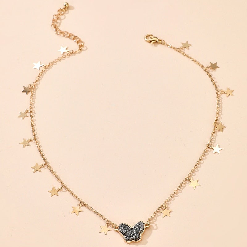 Golden Star & Butterfly Necklace