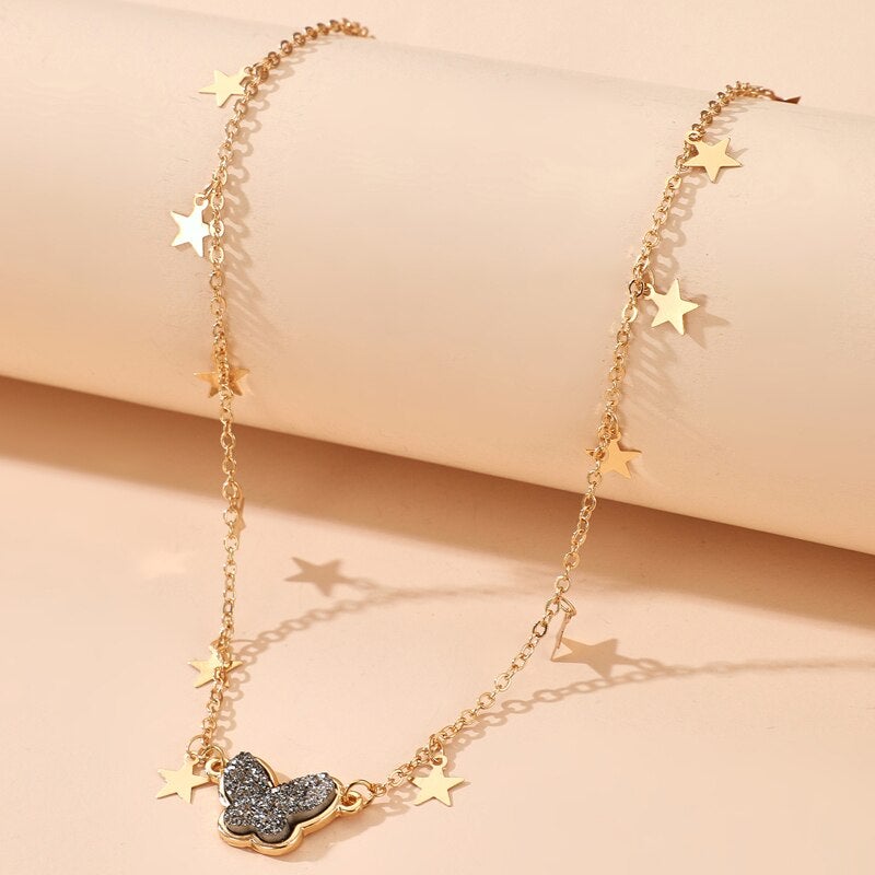 Golden Star & Butterfly Necklace