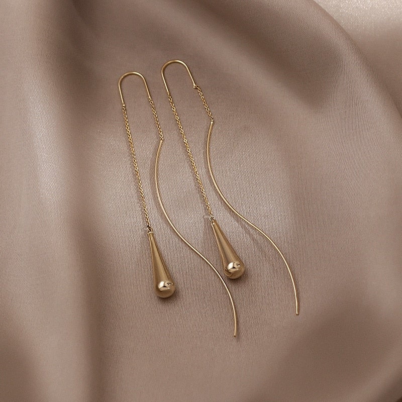 Golden Teardrop Tassel Earrings